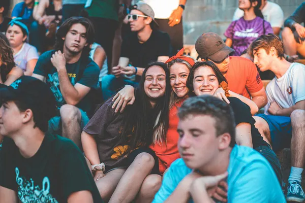 Group of young people smiling together