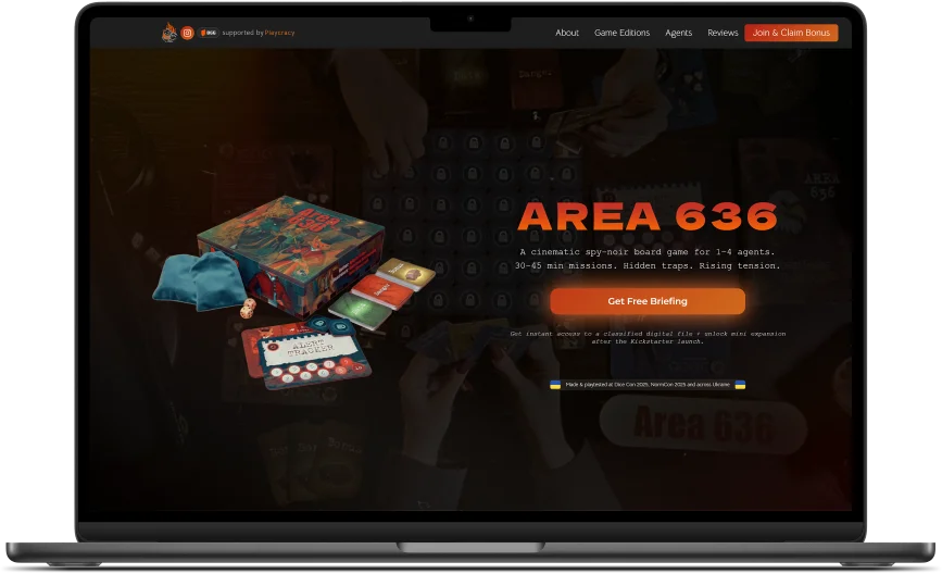 Area 636: Website auf einem Laptop