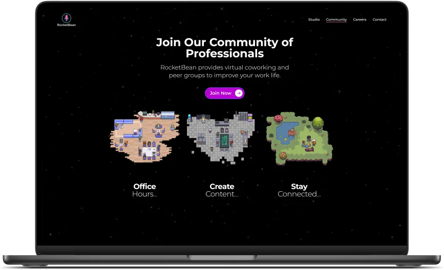 Rocket Bean Studio: Website auf einem Laptop